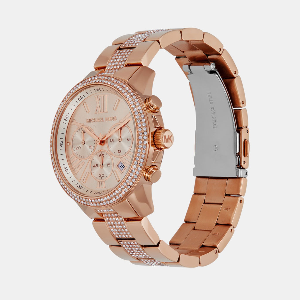 Brynn Women Quartz Rose Gold Dial Chronograph Stainless Steel Watch MK7505