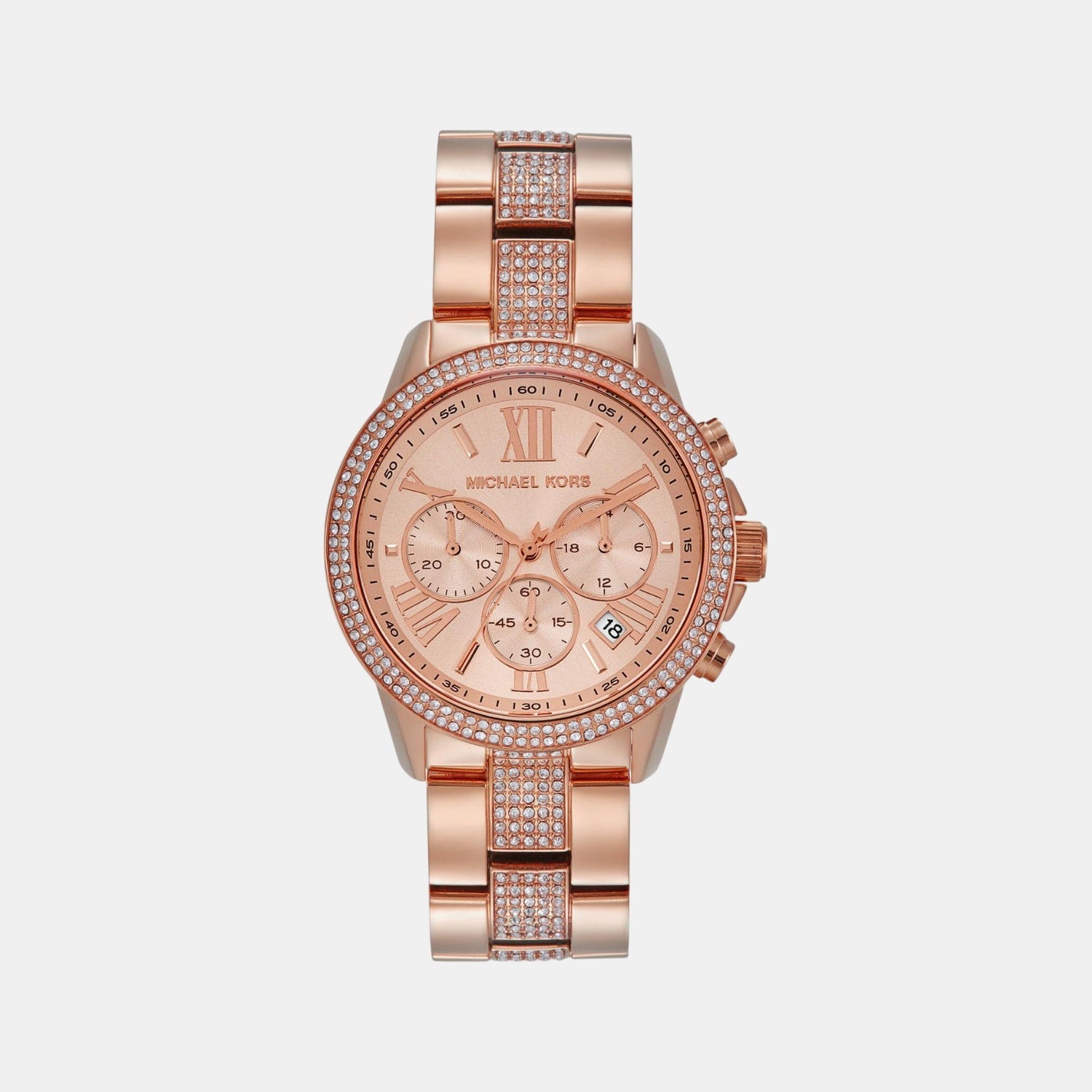 Brynn Women Quartz Rose Gold Dial Chronograph Stainless Steel Watch MK7505