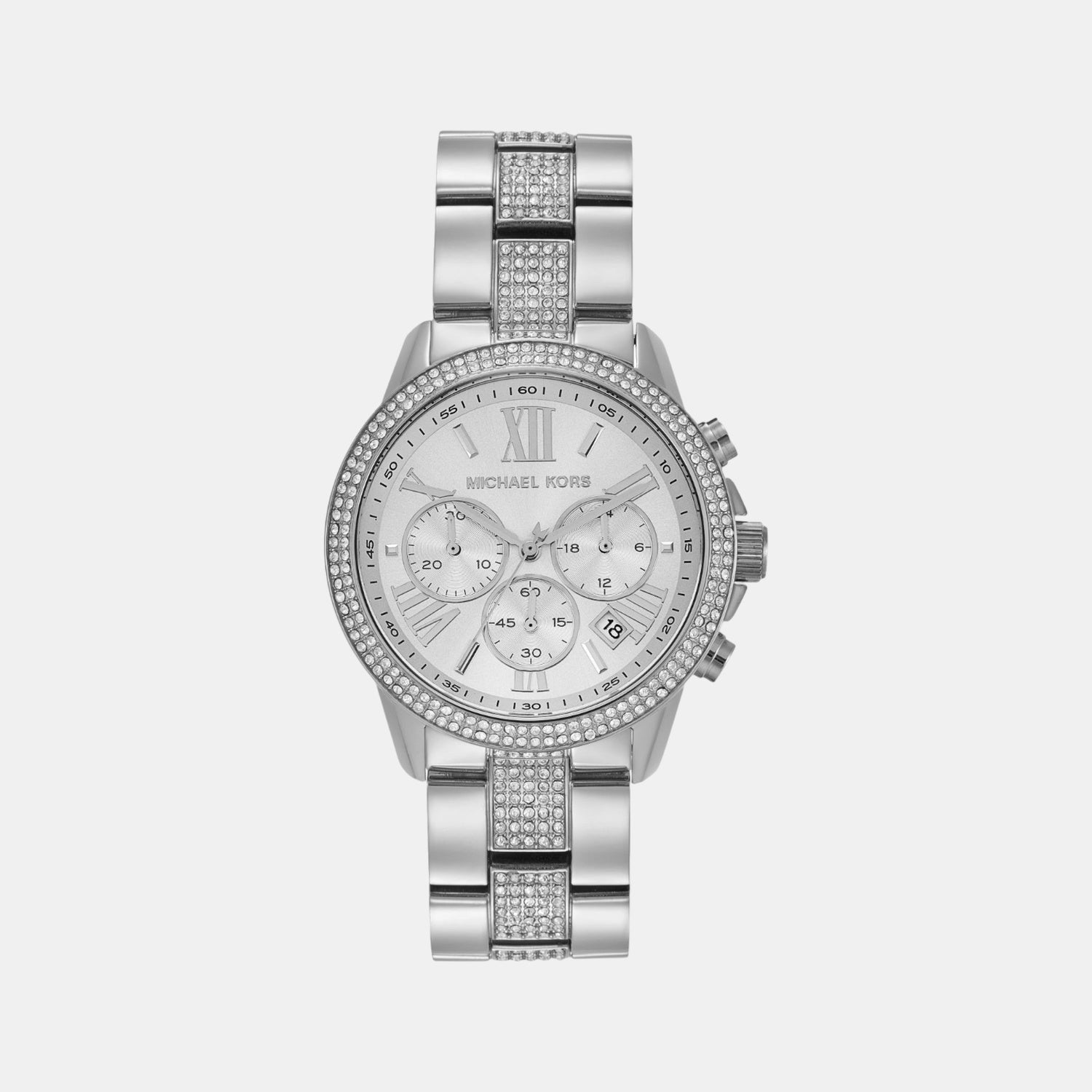 Brynn Women Quartz Silver Dial Chronograph Stainless Steel Watch MK7506