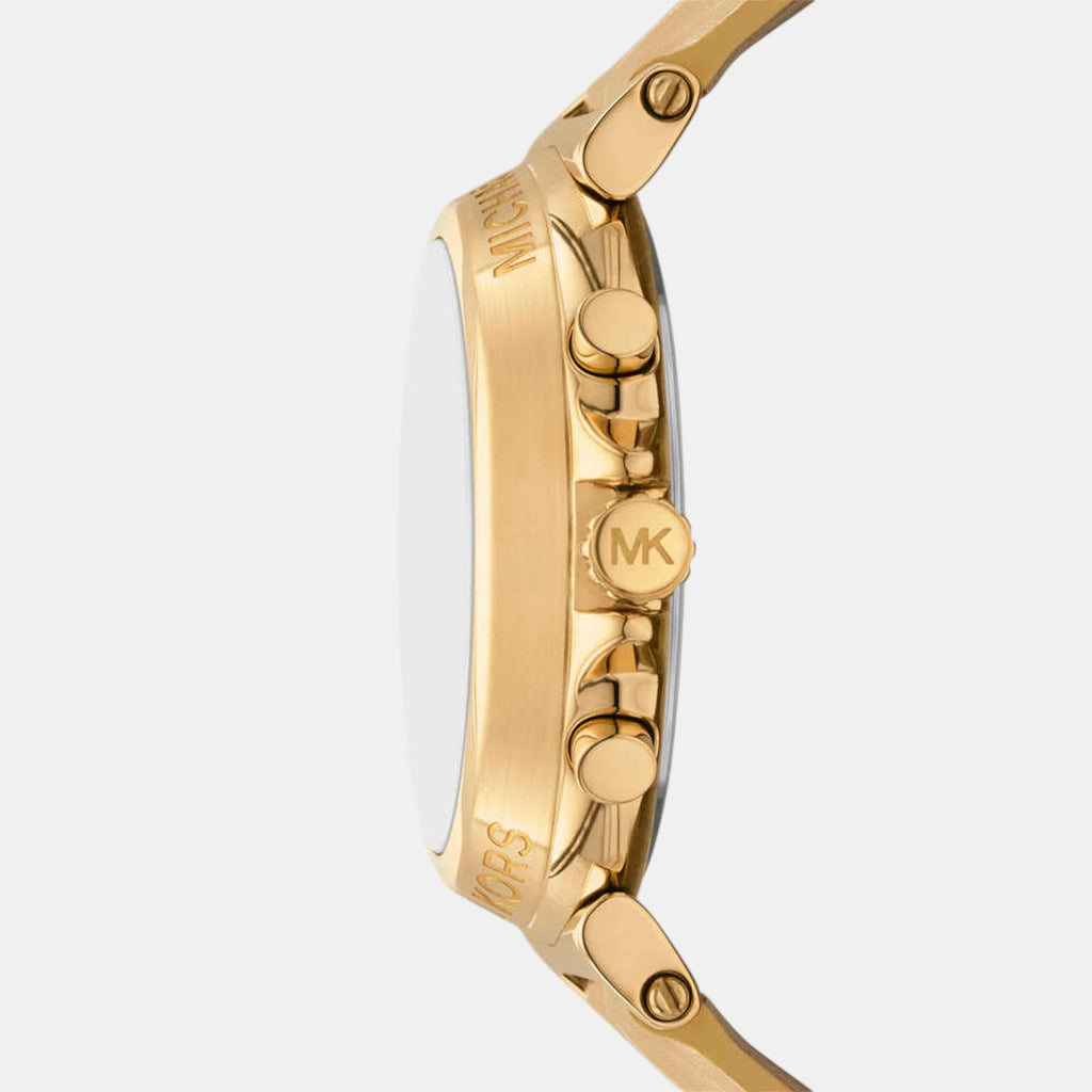 Maren Women Quartz Gold Dial Chronograph Leather Watch MK7508