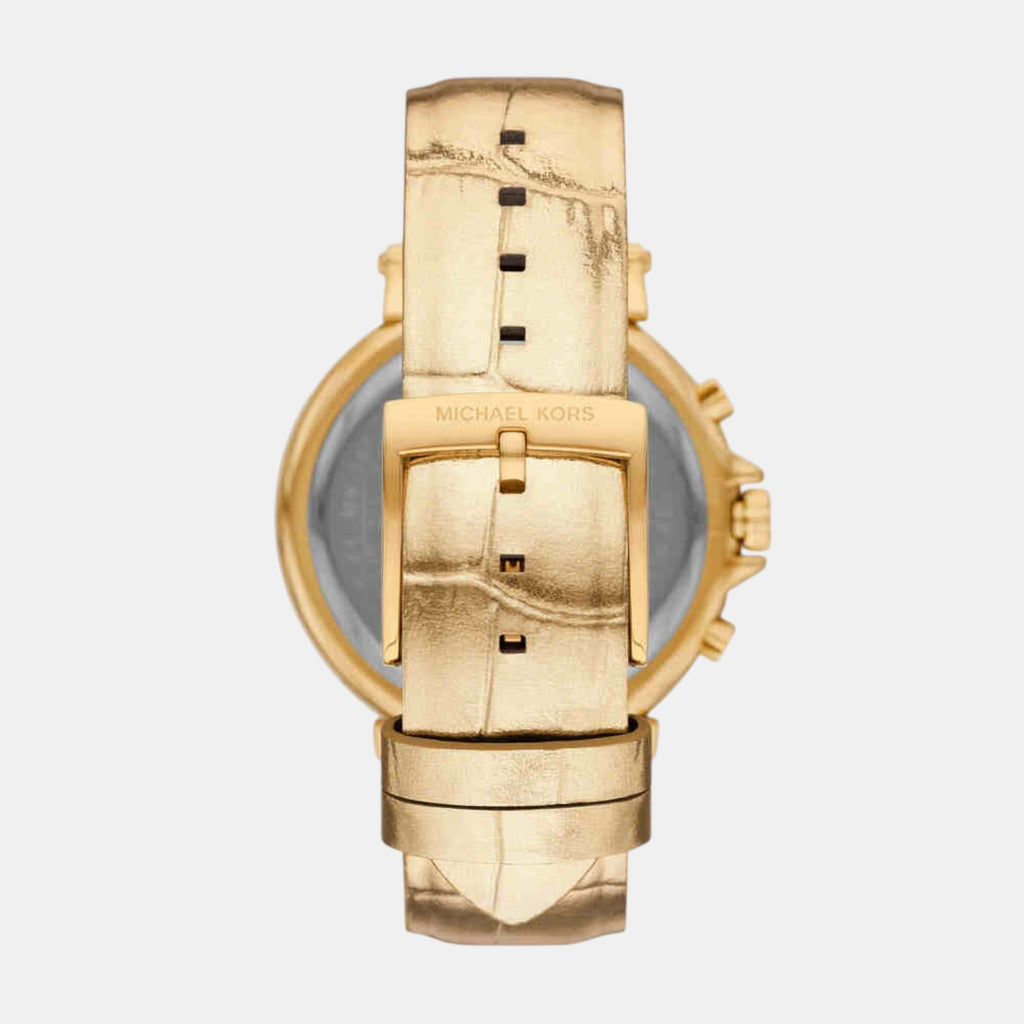 Maren Women Quartz Gold Dial Chronograph Leather Watch MK7508