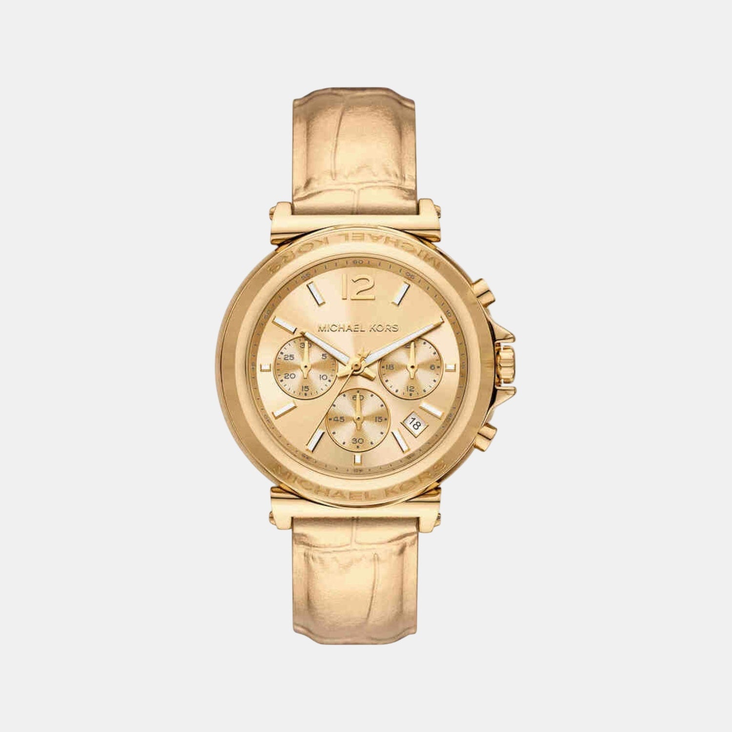 Maren Women Quartz Gold Dial Chronograph Leather Watch MK7508