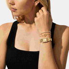 Emery Women Quartz Gold Dial Analog Stainless Steel Watch MK7510SET