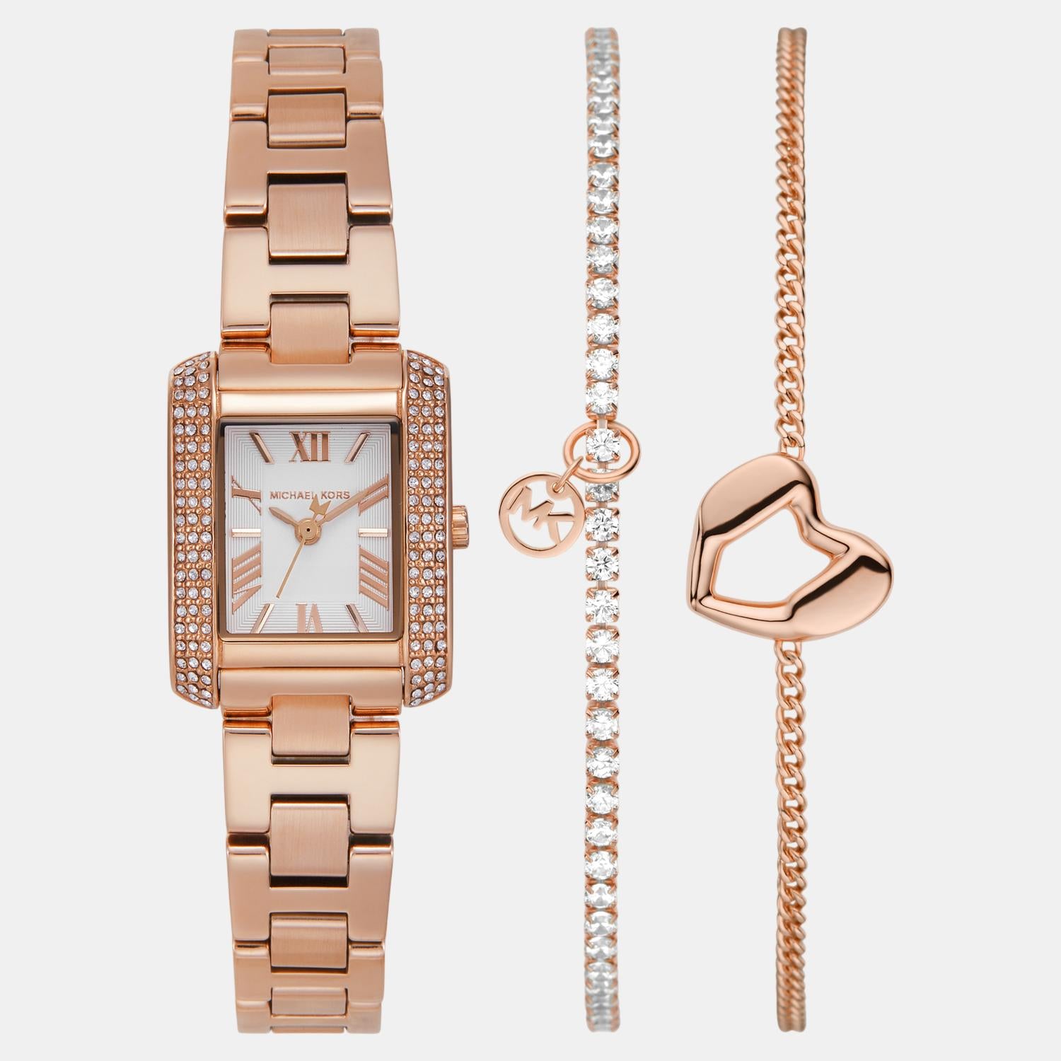 Emery Women Quartz White Dial Analog Stainless Steel Watch MK7512SET