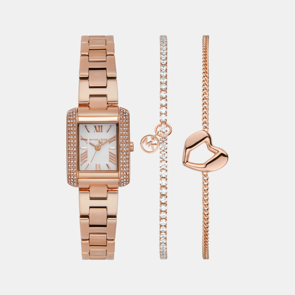 Emery Women Quartz White Dial Analog Stainless Steel Watch MK7512SET