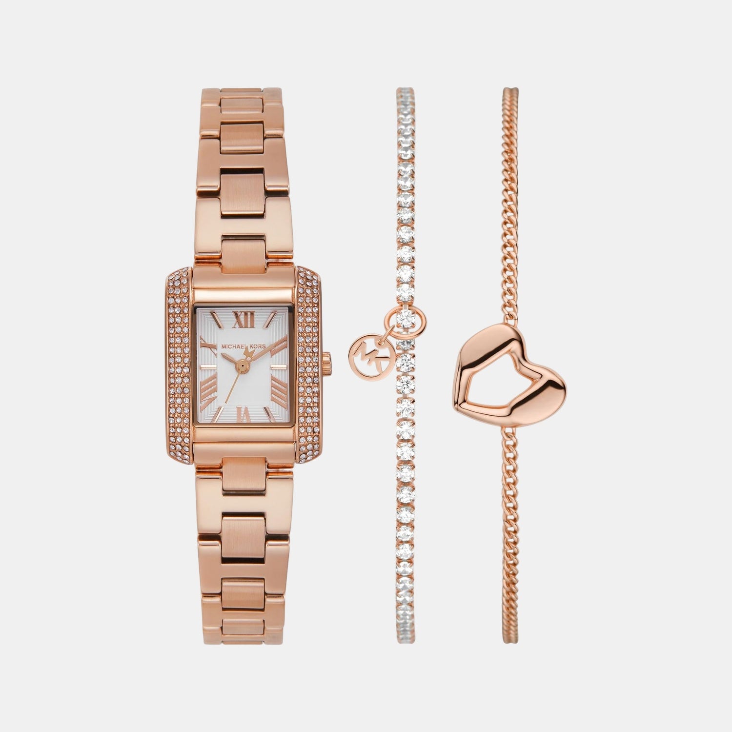 Emery Women Quartz White Dial Analog Stainless Steel Watch MK7512SET