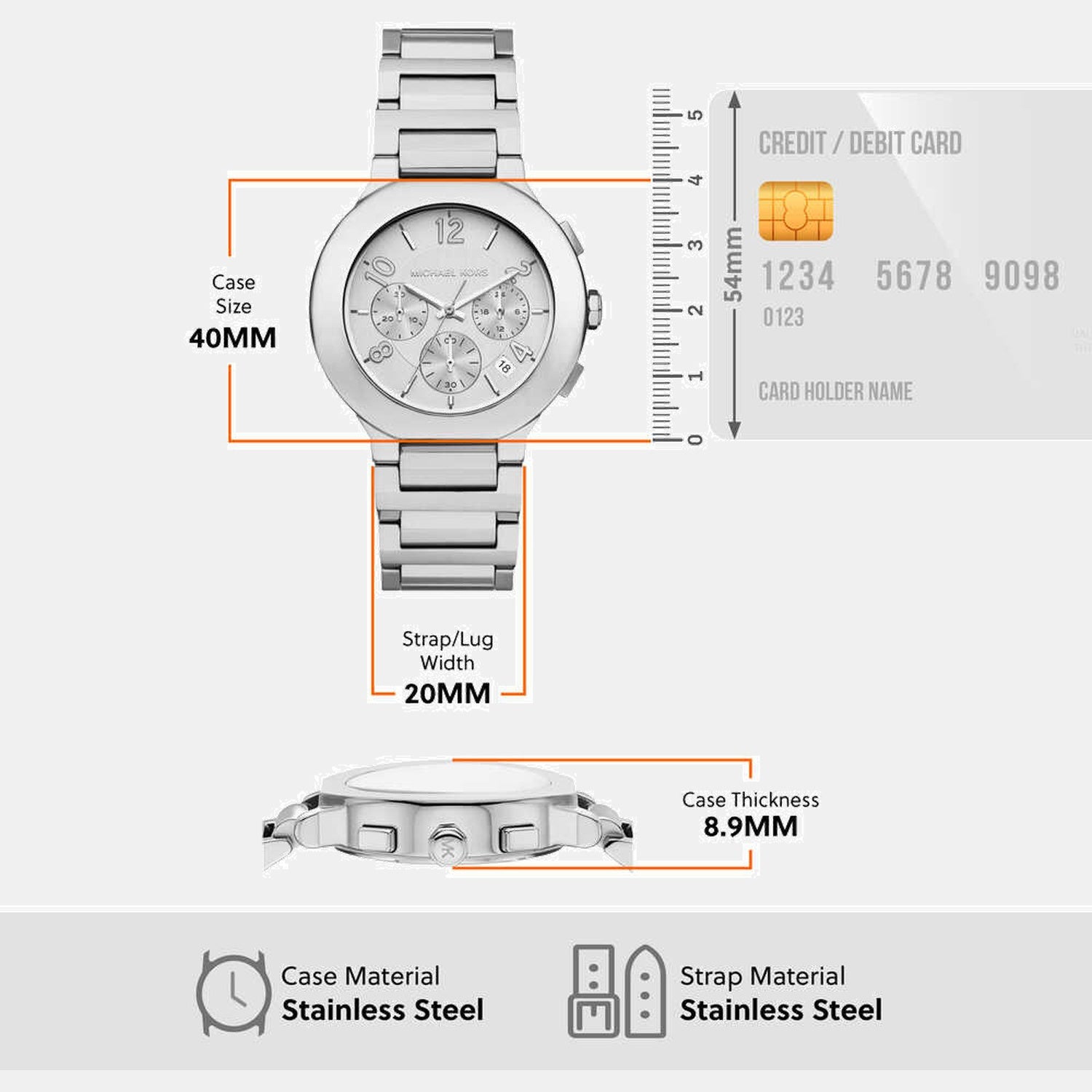 Gramercy Women Quartz Silver Dial Chronograph Stainless Steel Watch MK7522