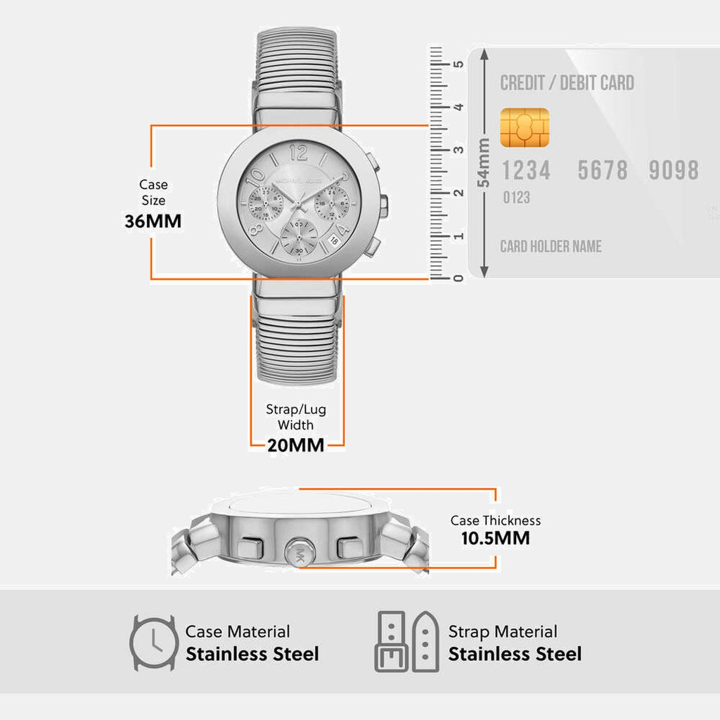 Gramercy Women Quartz Silver Dial Chronograph Stainless Steel Watch MK7526