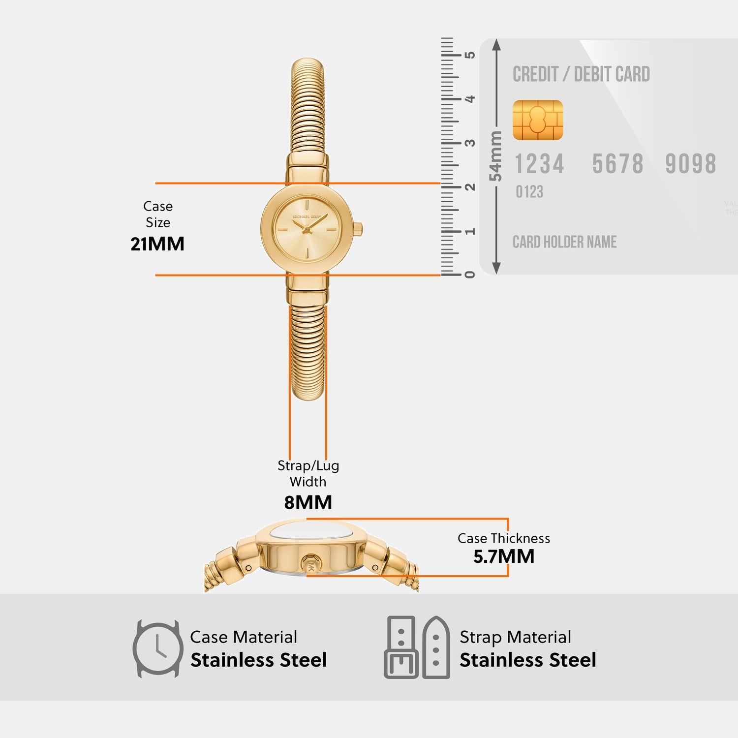 Gramercy Women Quartz Gold Dial Analog Stainless Steel Watch MK7527