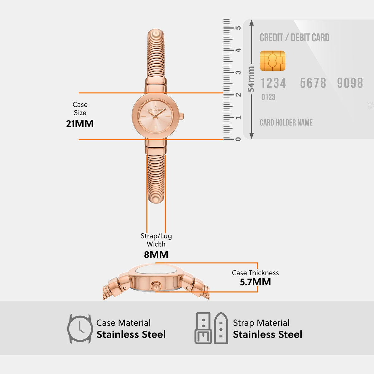 Gramercy Women Quartz Rose Gold Dial Analog Stainless Steel Watch MK7528