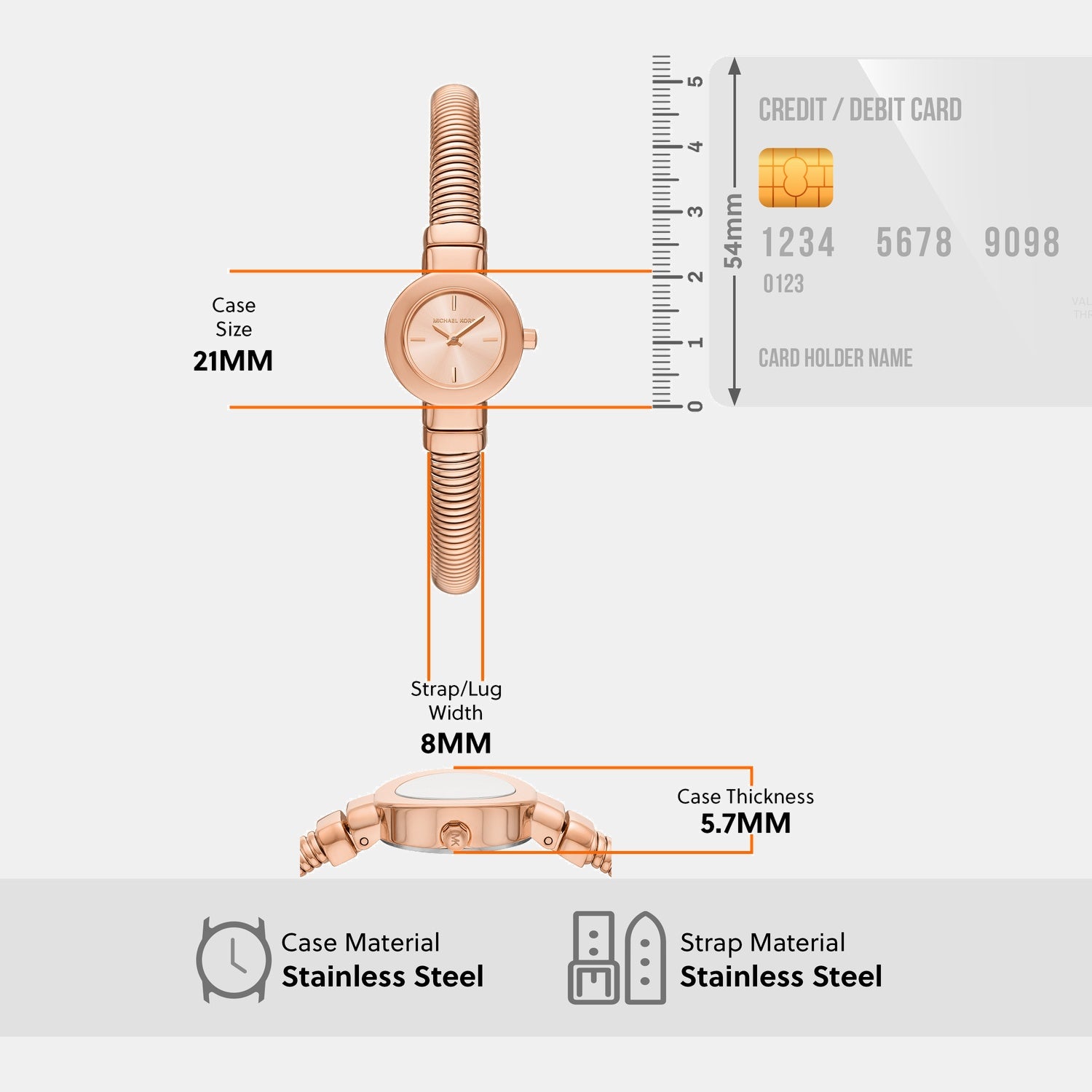 Gramercy Women Quartz Rose Gold Dial Analog Stainless Steel Watch MK7528