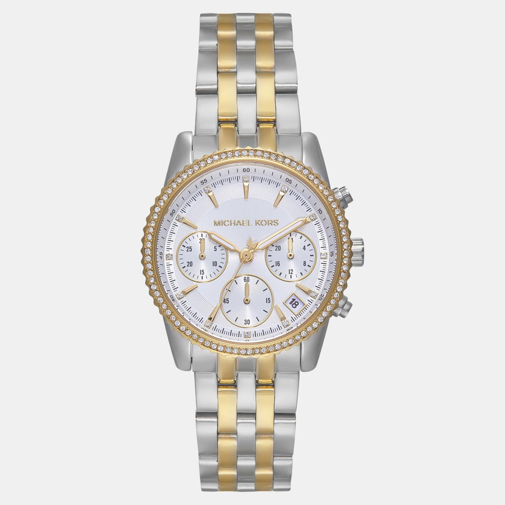 Bryant Women Quartz White Dial Chronograph Stainless Steel Watch MK7532