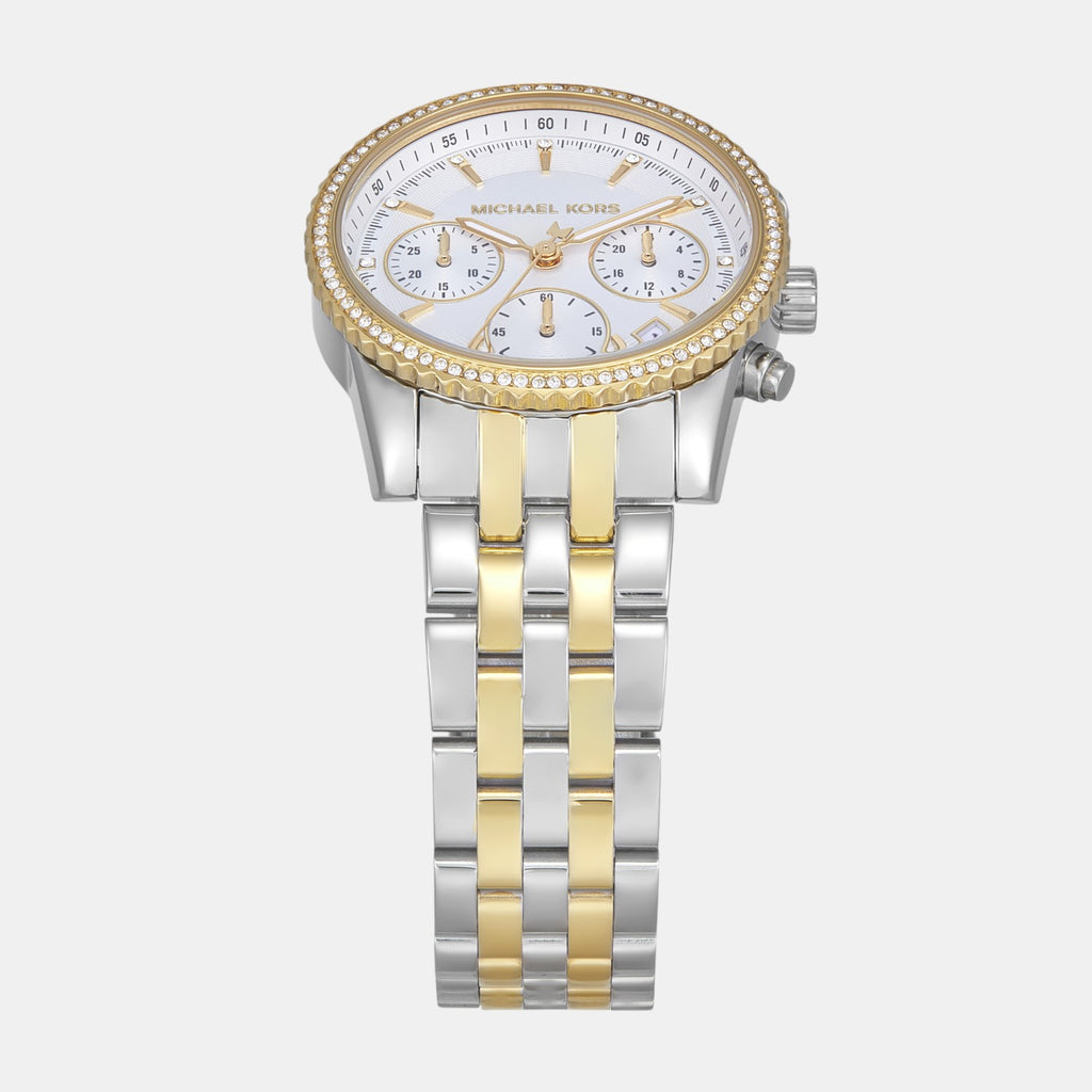 Bryant Women Quartz White Dial Chronograph Stainless Steel Watch MK7532