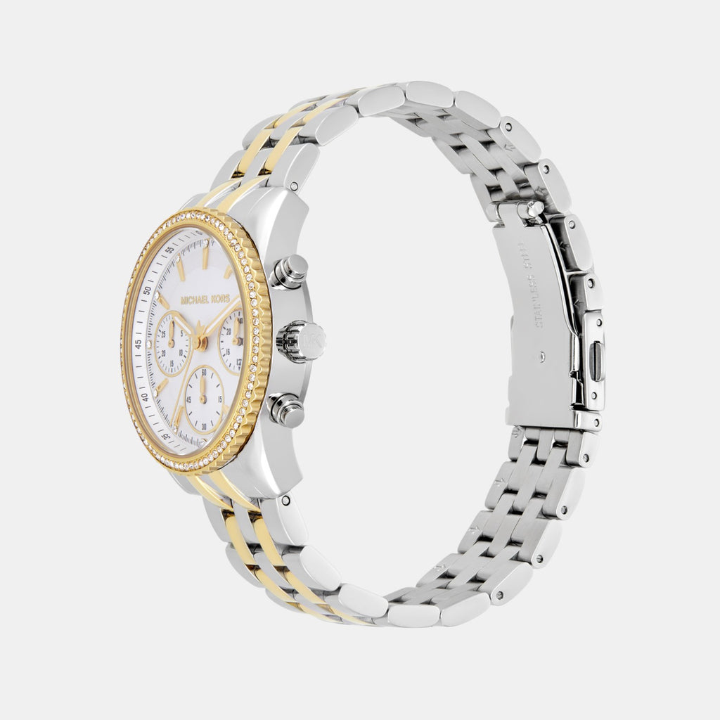 Bryant Women Quartz White Dial Chronograph Stainless Steel Watch MK7532