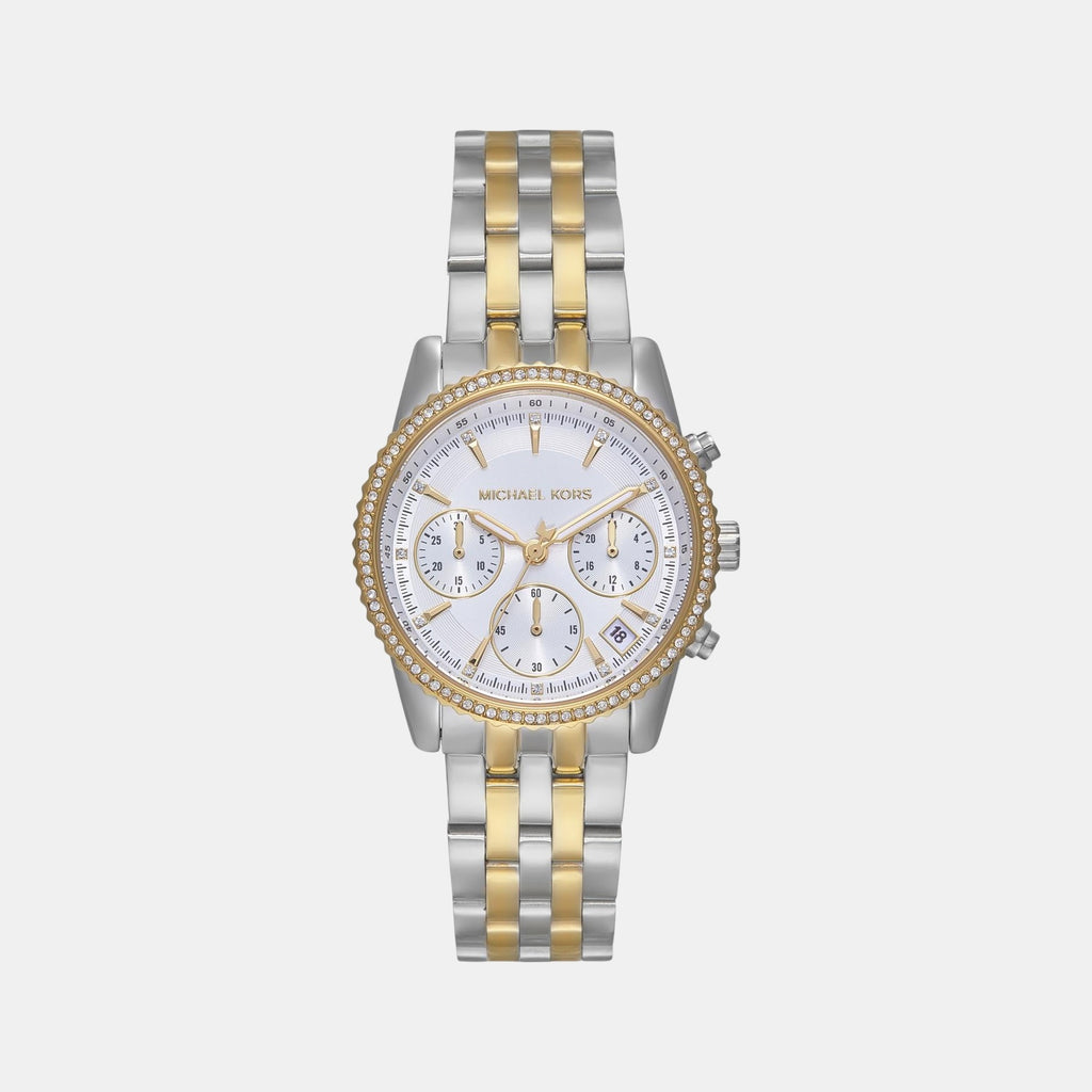 Bryant Women Quartz White Dial Chronograph Stainless Steel Watch MK7532