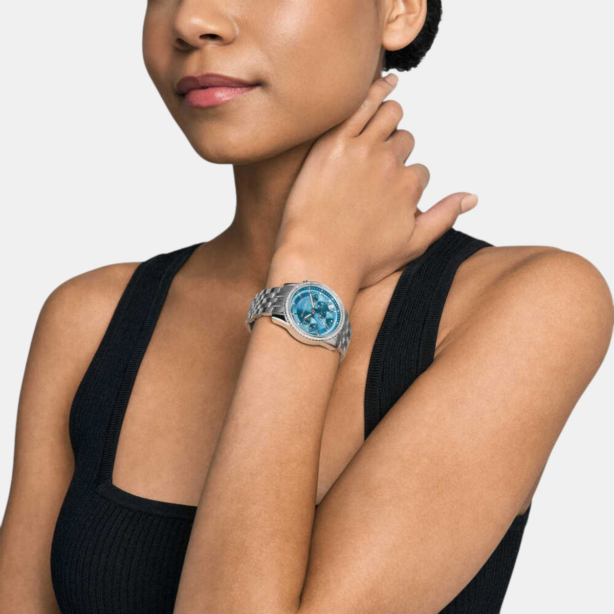 Bryant Women Quartz Blue Dial Chronograph Stainless Steel Watch MK7539