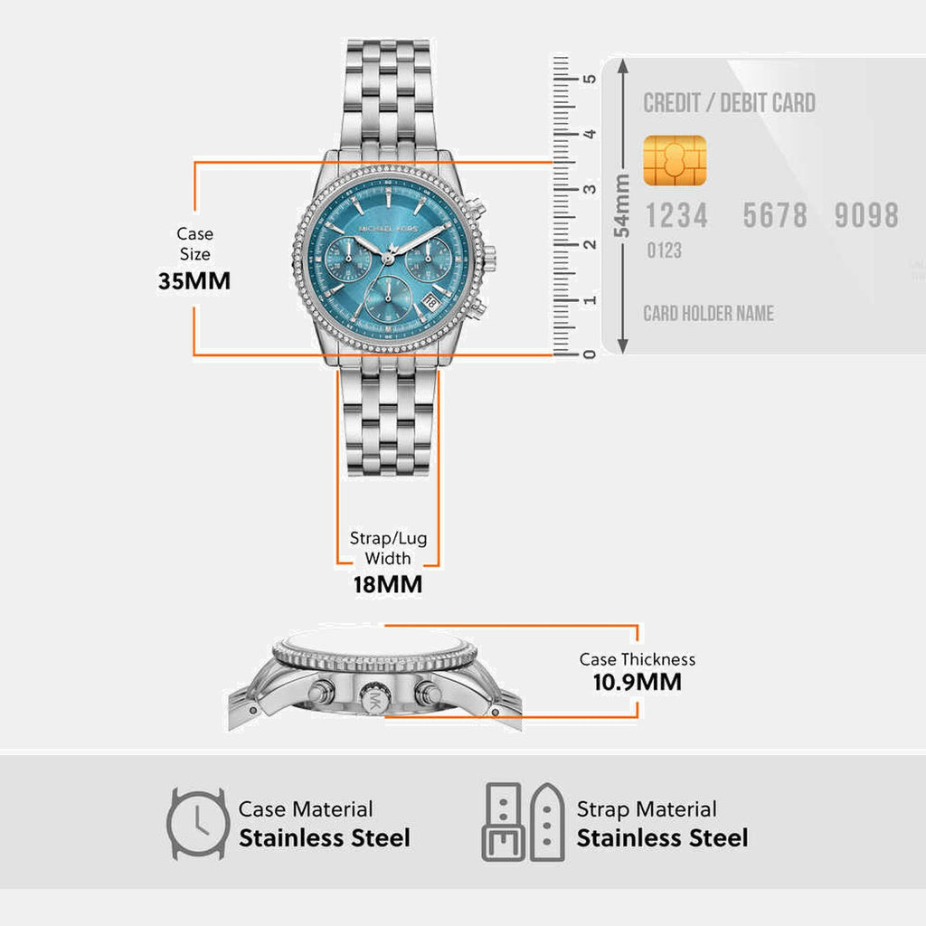 Bryant Women Quartz Blue Dial Analog Stainless Steel Watch MK7539