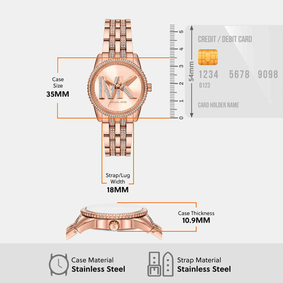 Bryant Women Quartz Rose Gold Dial Analog Stainless Steel Watch MK7541
