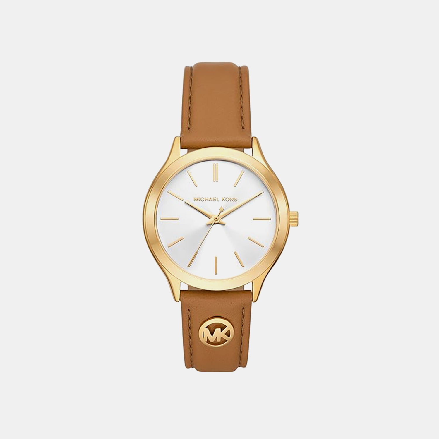 Slim Runway Women Quartz White Dial Analog Leather Watch MK7543