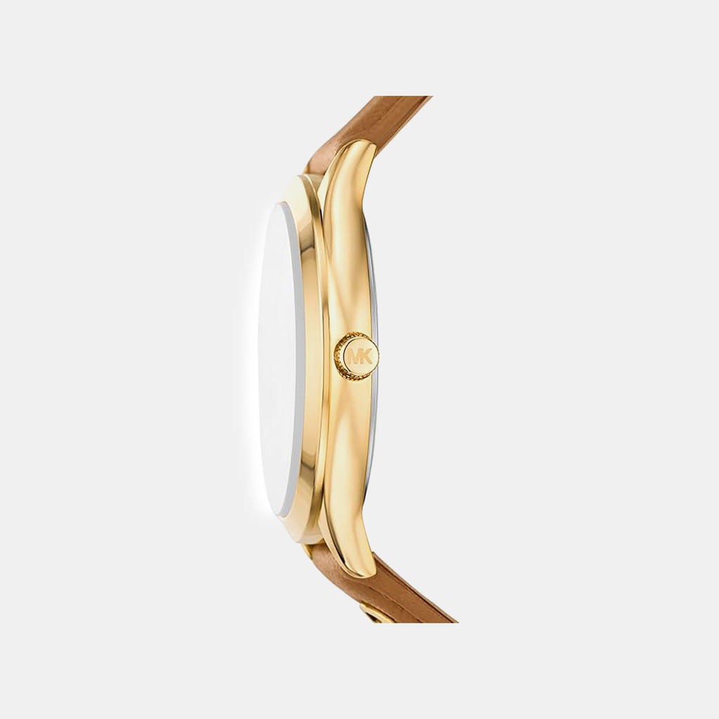 Slim Runway Women Quartz White Dial Analog Leather Watch MK7543