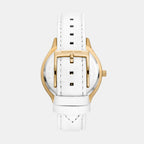 Slim Runway Women Quartz White Dial Analog Leather Watch MK7544