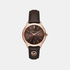 Slim Runway Women Quartz Brown Dial Analog Leather Watch MK7546