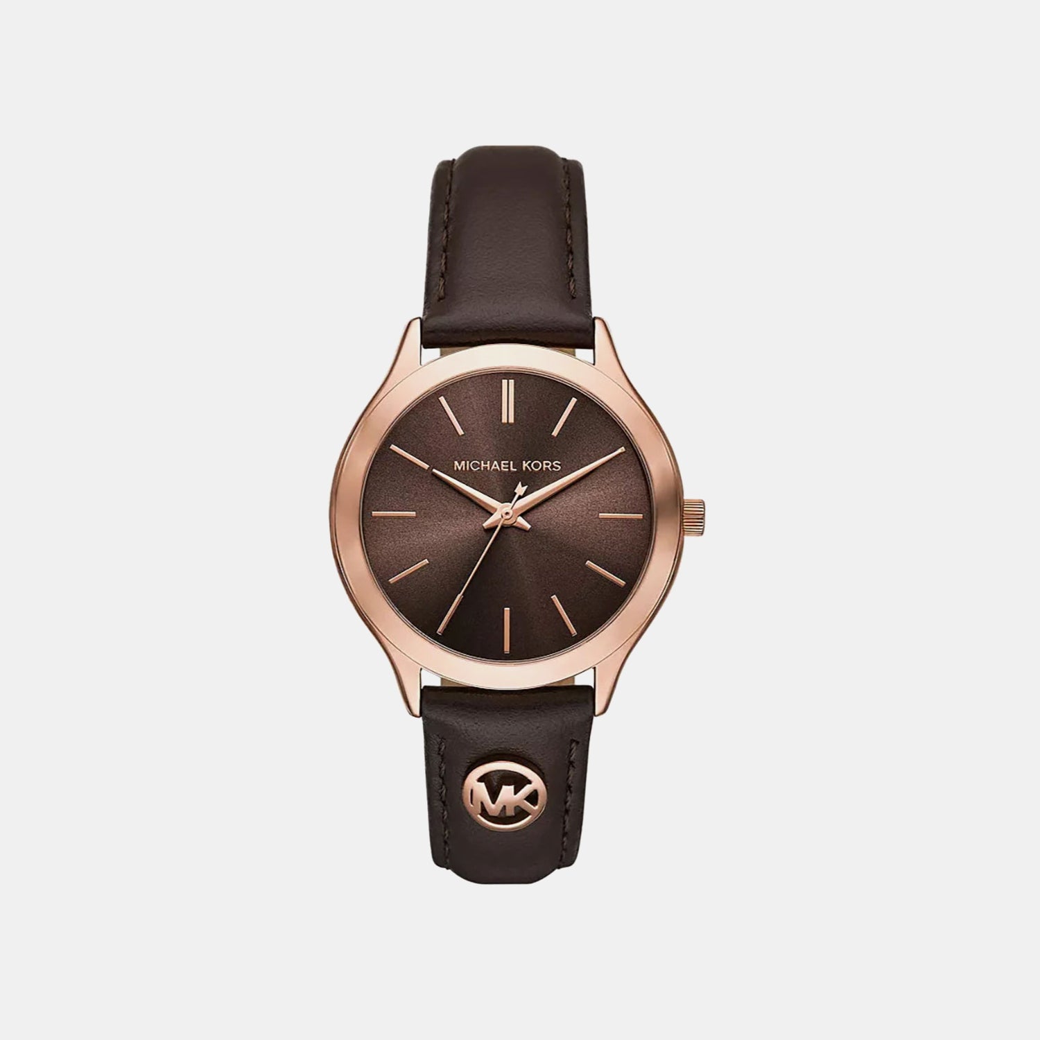 Slim Runway Women Quartz Brown Dial Analog Leather Watch MK7546