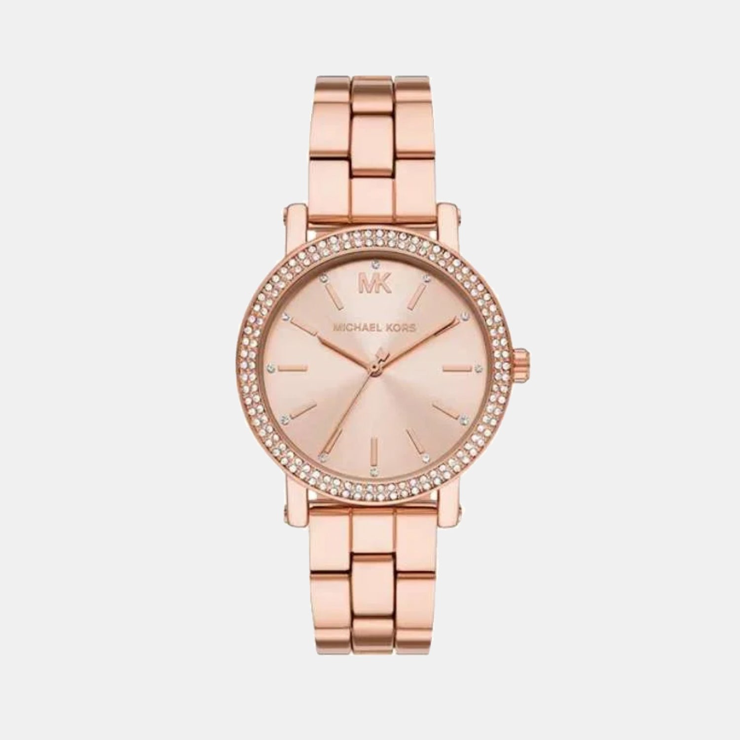 Corey Women Quartz Rose Gold Dial Analog Leather Watch MK7548