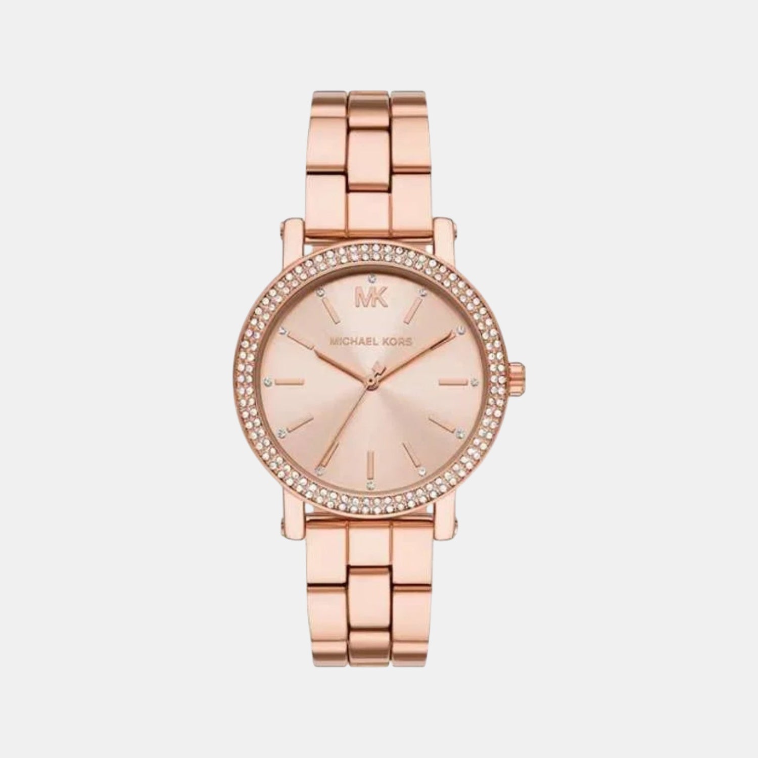 Corey Women Quartz Rose Gold Dial Analog Leather Watch MK7548