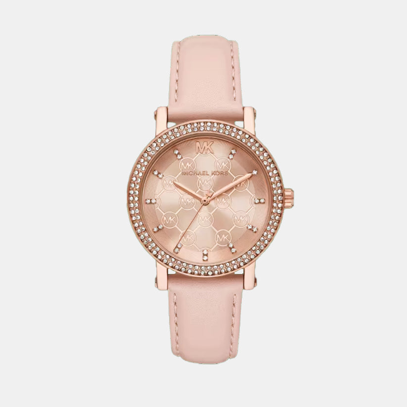 Corey Women Quartz Rose Gold Dial Analog Blush Leather Watch MK7552