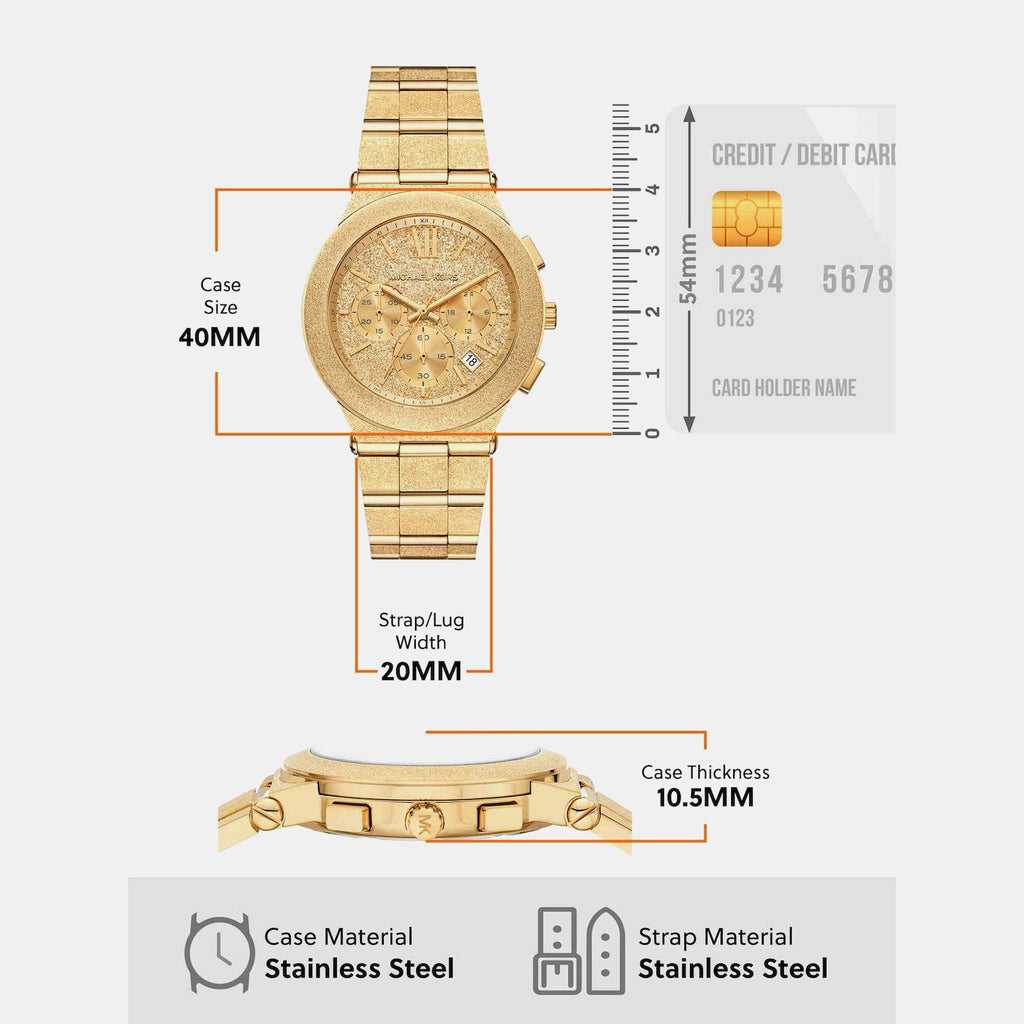 Billie Women Quartz Gold Dial Chronograph Stainless Steel Watch MK7556