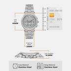 Billie Men Quartz Silver Dial Chronograph Stainless Steel Watch MK7558