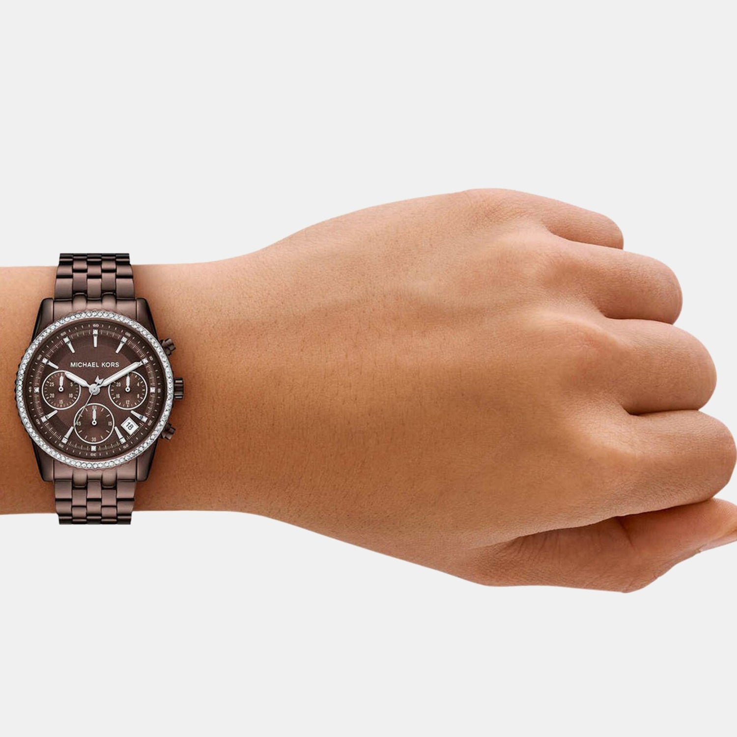 Bryant Women Quartz Brown Dial Chronograph Stainless Steel Watch MK7559