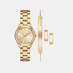 Slim Runway Women Quartz Gold Dial Analog Stainless Steel Watch MK7561SET