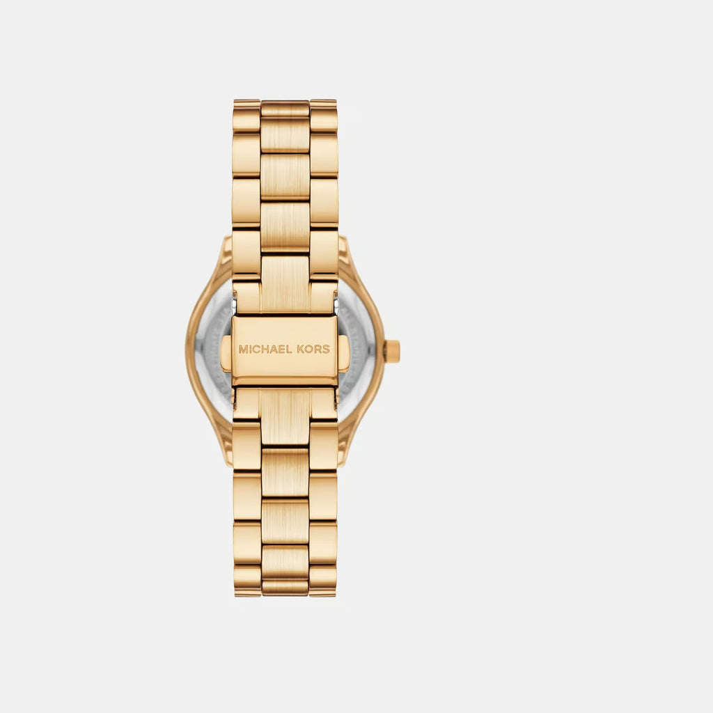 Slim Runway Women Quartz Gold Dial Analog Stainless Steel Watch MK7561SET