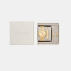 Slim Runway Women Quartz Gold Dial Analog Stainless Steel Watch MK7561SET