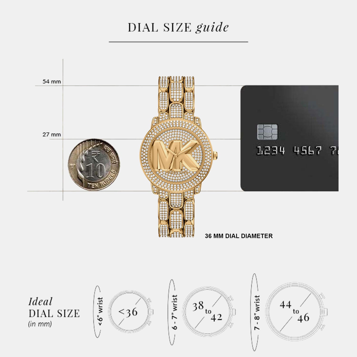 Phoebe Women Quartz Gold Dial Analog Stainless Steel Watch MK7565