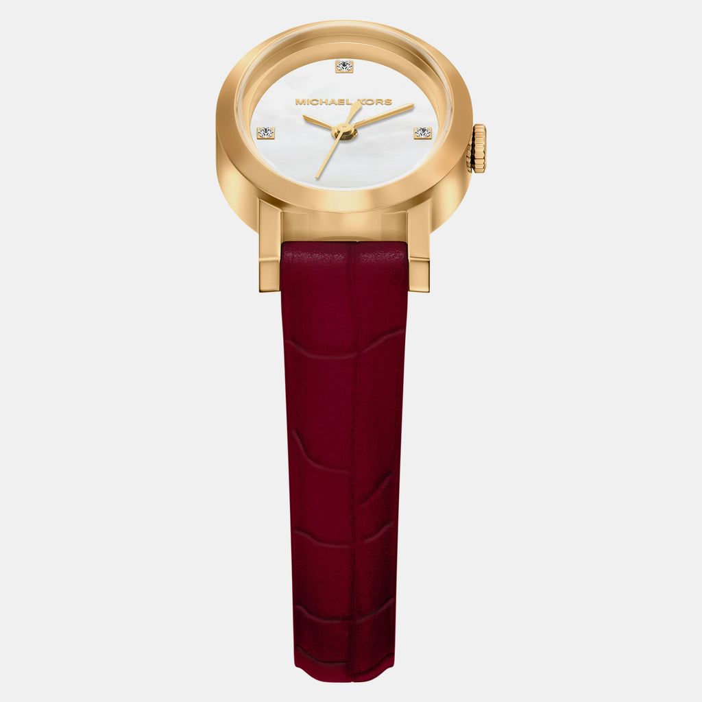 Maude Women Quartz Mother Of Pearl Dial Analog Leather Watch MK7570SET