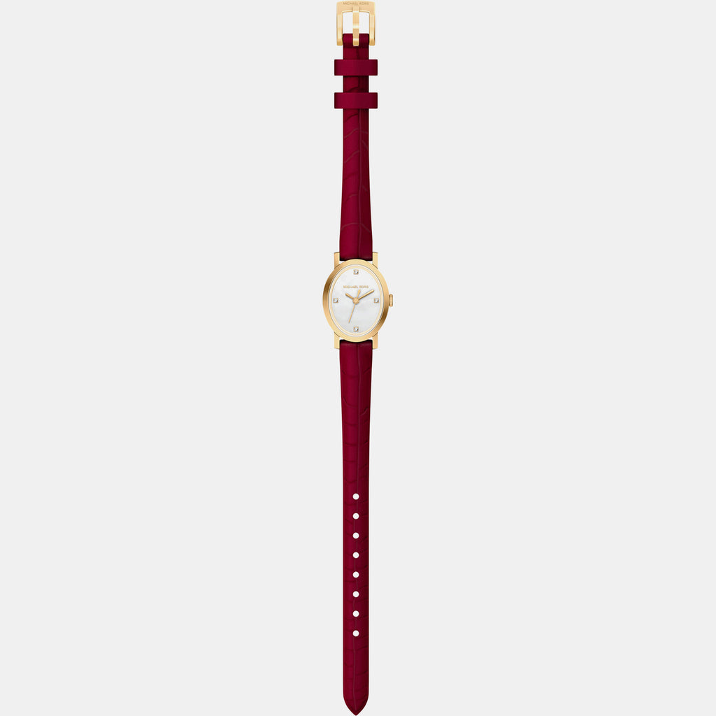 Maude Women Quartz Mother Of Pearl Dial Analog Leather Watch MK7570SET