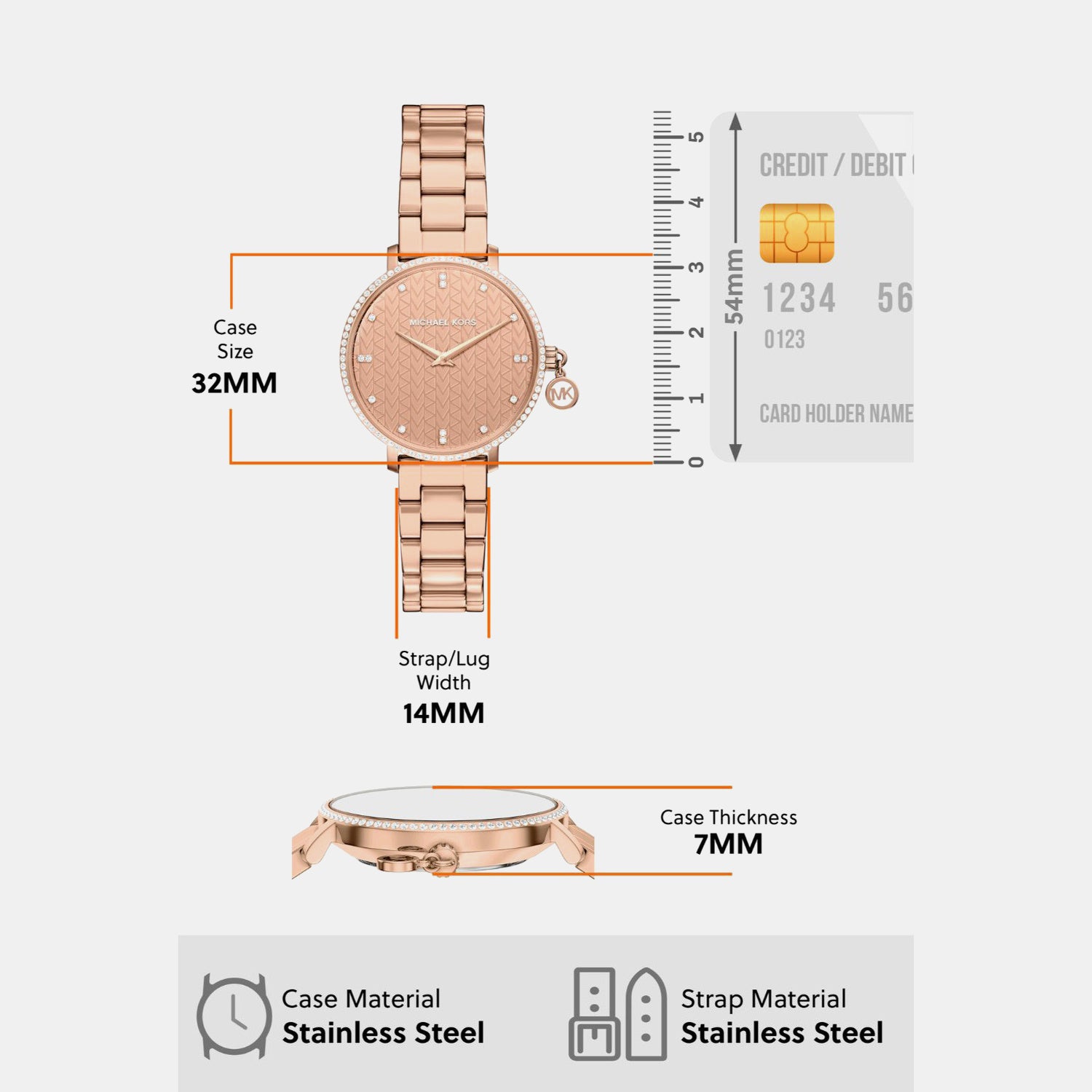 Pyper Women Quartz Rose Gold Dial Analog Stainless Steel Watch MK7573