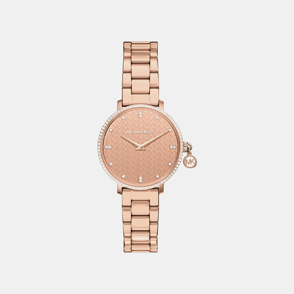 Pyper Women Quartz Rose Gold Dial Analog Stainless Steel Watch MK7573