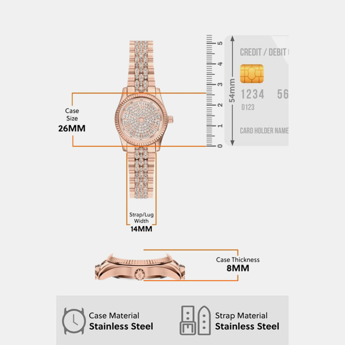 Lexington Women Quartz Rose Gold Dial Analog Stainless Steel Watch MK7576