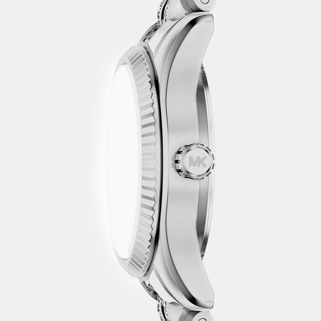 Petite Lexington Women Quartz Silver Dial Analog Stainless Steel Watch MK7577