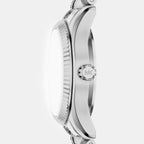 Petite Lexington Women Quartz Silver Dial Analog Stainless Steel Watch MK7577
