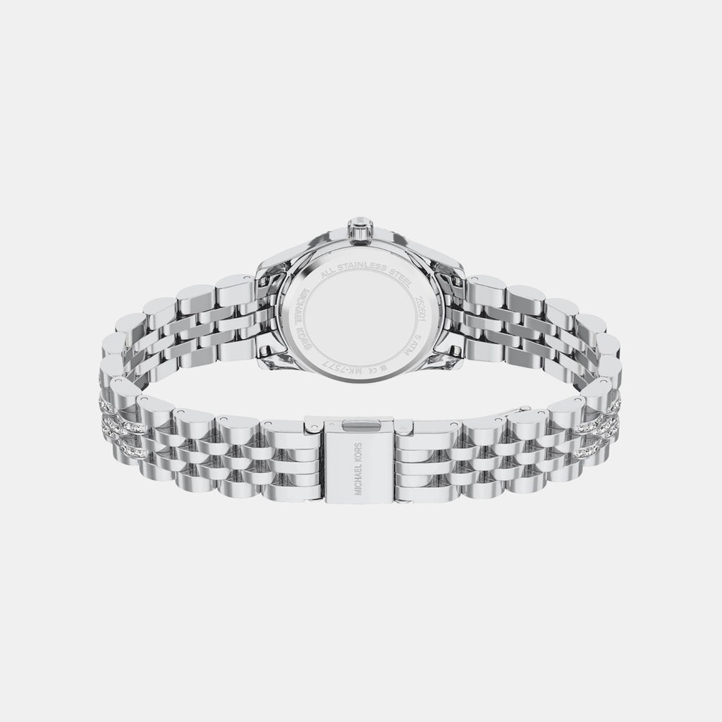 Petite Lexington Women Quartz Silver Dial Analog Stainless Steel Watch MK7577