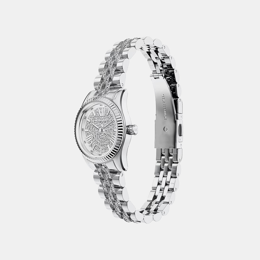 Petite Lexington Women Quartz Silver Dial Analog Stainless Steel Watch MK7577