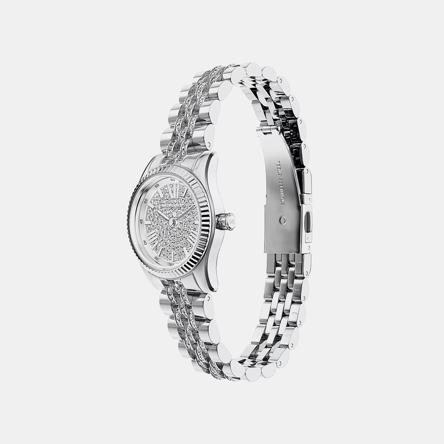 Petite Lexington Women Quartz Silver Dial Analog Stainless Steel Watch MK7577