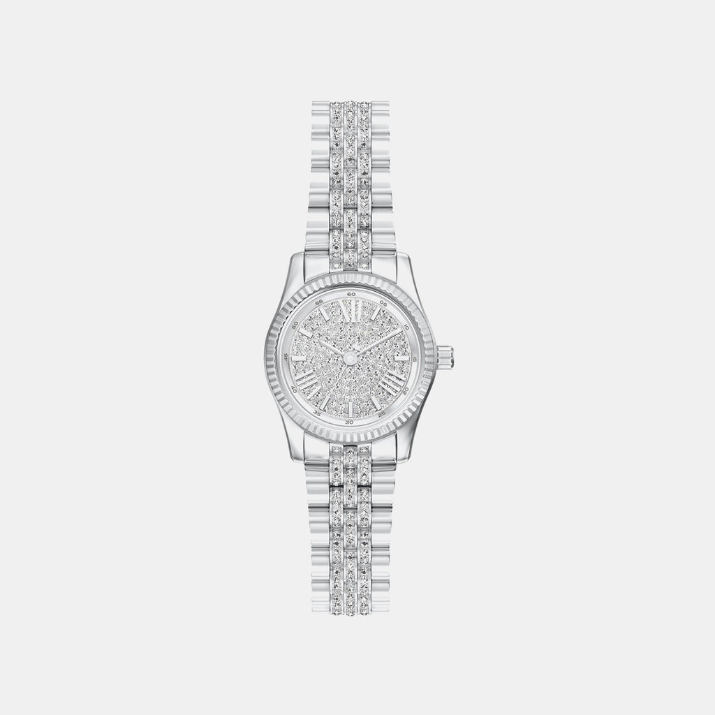 Petite Lexington Women Quartz Silver Dial Analog Stainless Steel Watch MK7577