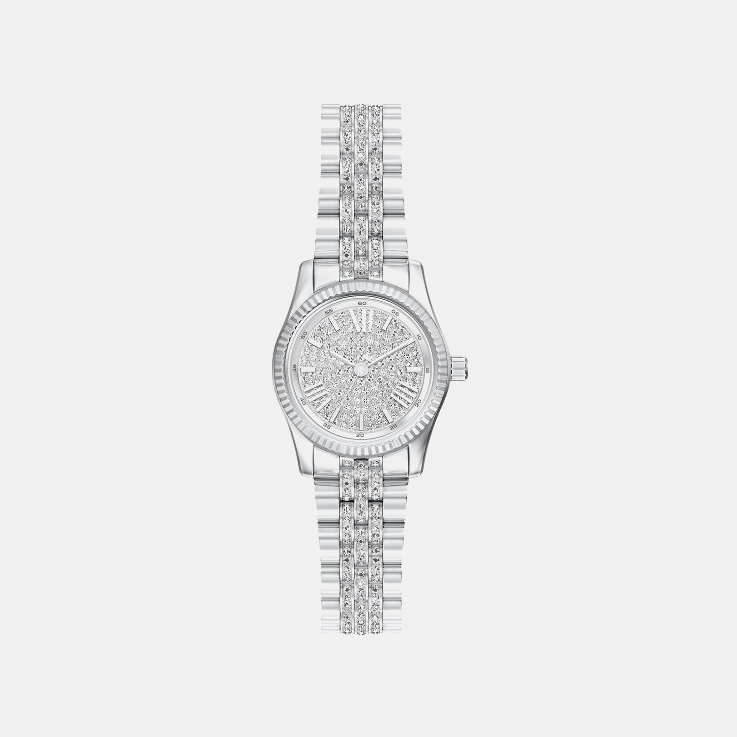 Petite Lexington Women Quartz Silver Dial Analog Stainless Steel Watch MK7577