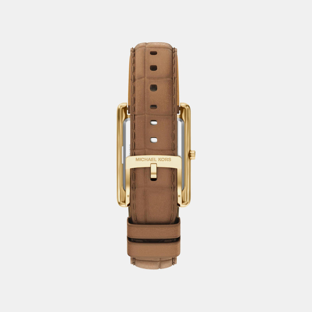 Essex Women Quartz Gold Dial Analog Leather Watch MK7584
